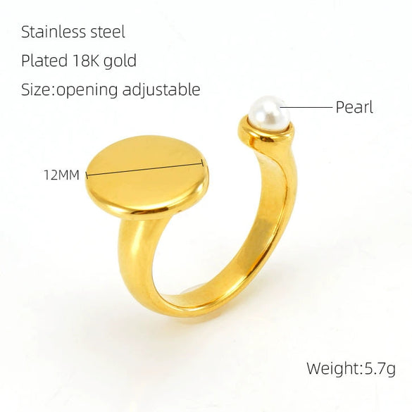 Wholesale Women's Stainless Steel Fashion Open Ring With Geometric Design And Electroplating Treatment