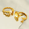 Wholesale Women's Stainless Steel Fashion Open Ring With Geometric Design And Electroplating Treatment
