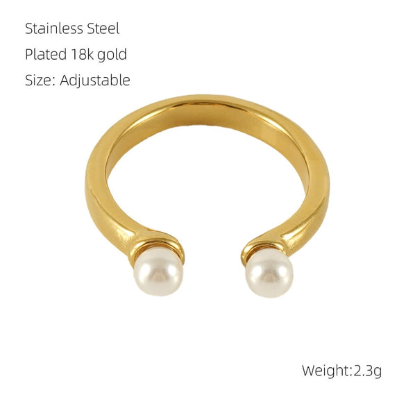 Wholesale Women's Stainless Steel Fashion Open Ring With Geometric Design And Electroplating Treatment