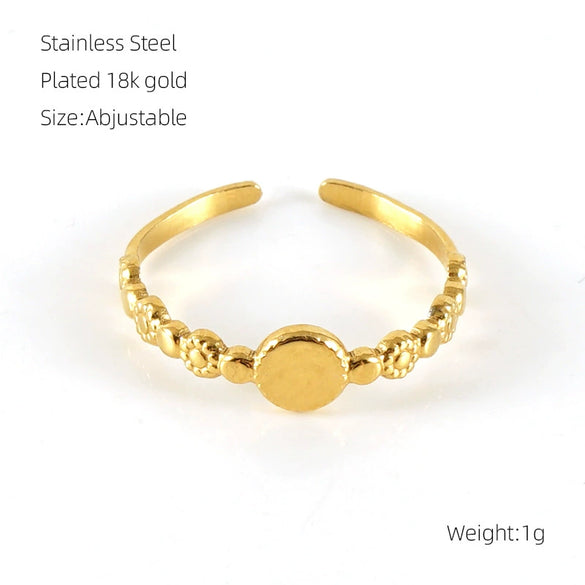 Wholesale Women's Stainless Steel Fashion Open Ring With Geometric Design And Electroplating Treatment
