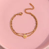 Wholesale Women's Stainless Steel Fashion Simple Lip Chain Figaro Chain Double Layer Daisy Geometric Bracelet With Electroplating