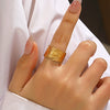 Wholesale Women's Stainless Steel Feather Opening Adjustable Ring 18K Gold Plated