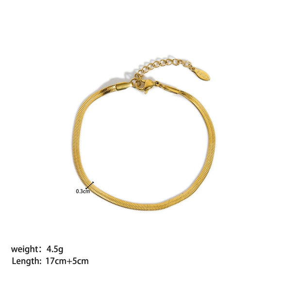 Wholesale Women's Stainless Steel Fine Blade Chain Twist Chain Geometric Pattern Bracelet With Pvdp Furnace Real Gold Processing