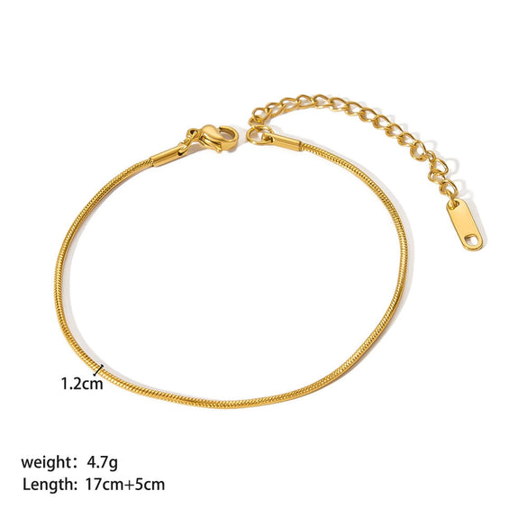 Wholesale Women's Stainless Steel Fine Blade Chain Twist Chain Geometric Pattern Bracelet With Pvdp Furnace Real Gold Processing