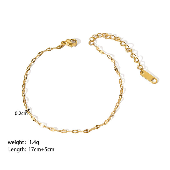 Wholesale Women's Stainless Steel Fine Blade Chain Twist Chain Geometric Pattern Bracelet With Pvdp Furnace Real Gold Processing