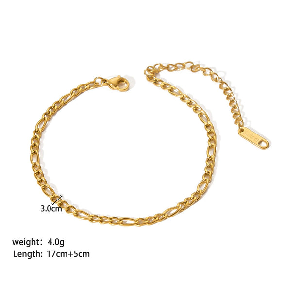 Wholesale Women's Stainless Steel Fine Blade Chain Twist Chain Geometric Pattern Bracelet With Pvdp Furnace Real Gold Processing