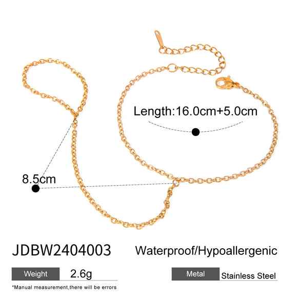 Wholesale Women's Stainless Steel Finger Bracelet With Zircon Pearl Geometric Design Electroplating Treatment Light Luxury High Sense