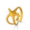 Wholesale Women's Stainless Steel Fivepointed Star Ring With Electroplating Treatment