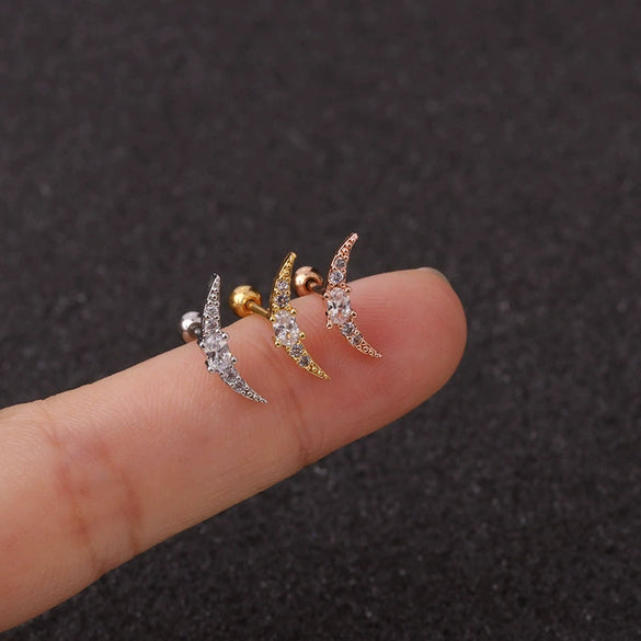 Wholesale Women's Stainless Steel Fivepointed Star Zircon Inlaid Ear Piercing Jewelry