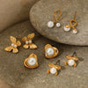 Wholesale Women's Stainless Steel Flower And Bow Earrings With Electroplating