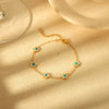Wholesale Women's Stainless Steel Flower Cross Chain Necklace And Bracelet 18K Gold Electroplated