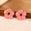 Wholesale Women's 304 Stainless Steel Flower Dripping Oil Enamel Earrings