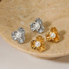 Wholesale Women's Stainless Steel Flower Earrings With Electroplating Simple Style