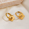Wholesale Women's Stainless Steel Flower Earrings With 18K Gold Plated Electroplating