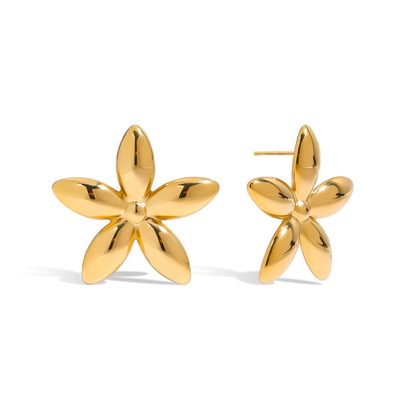 Wholesale Women's Stainless Steel Flower Geometric Earrings With Electroplating