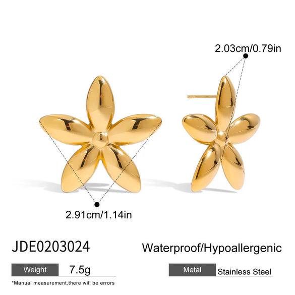 Wholesale Women's Stainless Steel Flower Geometric Earrings With Electroplating