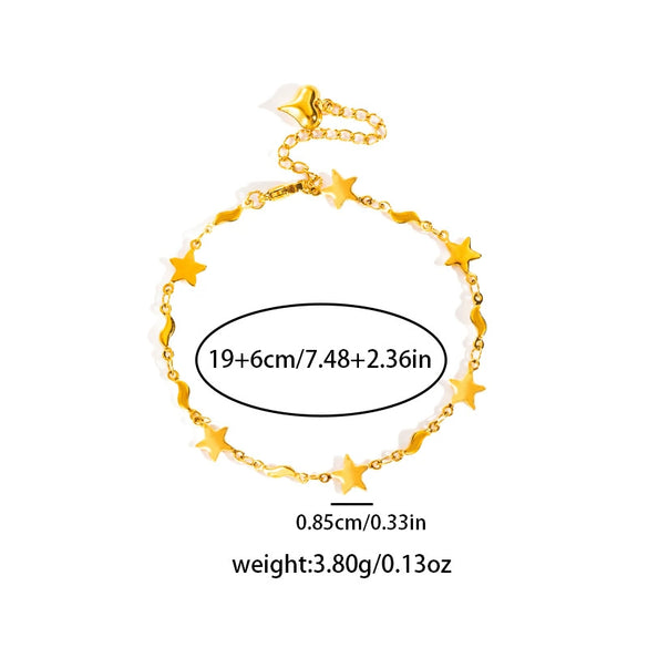 Wholesale Women's Stainless Steel Flower Heart Square Bead Bracelet With Star Pattern And Electroplating For Summer