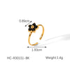 Wholesale Women's Stainless Steel Flower Inlaid Open Ring With Electroplating Treatment Light Luxury French Style