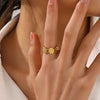 Wholesale Women's Stainless Steel Flower Opening Adjustable Ring With Electroplating And Retro Style