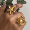 Wholesale Women's Stainless Steel Flower Opening Ring With Electroplating And Instagram Style