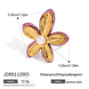 Wholesale Women's Stainless Steel Flower Opening Ring With Electroplating And Instagram Style
