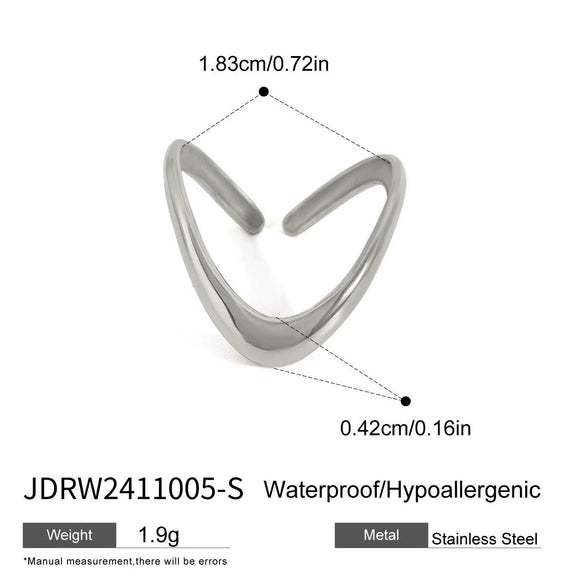 Wholesale Women's Stainless Steel Flower Pattern Electroplated Modern Minimalist Adjustable Opening Ring Jewelry