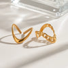 Wholesale Women's Stainless Steel Flower Pattern Electroplated Modern Minimalist Adjustable Opening Ring Jewelry