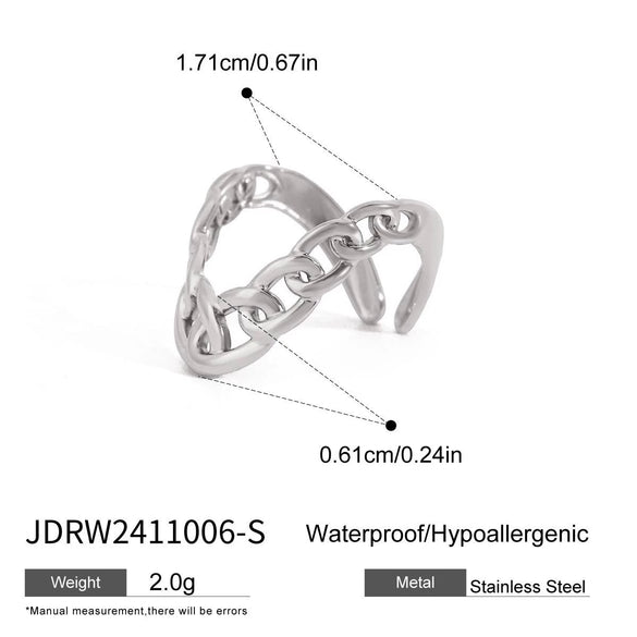 Wholesale Women's Stainless Steel Flower Pattern Electroplated Modern Minimalist Adjustable Opening Ring Jewelry