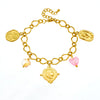 Wholesale Women's Stainless Steel Flower Patterned Pendant Bracelet With Electroplating Fashion Design