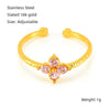 Wholesale Women's 316L Stainless Steel Flower Ring With Inlaid Zircon And Electroplating Treatment