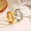 Wholesale Women's Stainless Steel Flower Ring With 18K Gold Plated Electroplating