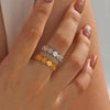 Wholesale Women's Stainless Steel Flower Ring With 18K Gold Plated Electroplating