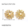 Wholesale Women's Stainless Steel Flower Tassel Pearl Earrings With Electroplating