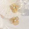Wholesale Women's Stainless Steel Flower Tassel Pearl Earrings With Electroplating