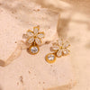 Wholesale Women's 316L Stainless Steel Flower Zircon Stud Earrings With 18K Real Gold Electroplated Light Luxury Niche Style