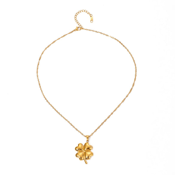 Wholesale Women's Stainless Steel Fourleaf Clover Pendant Necklace With Electroplating Design And Ochain