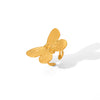 Wholesale Women's Stainless Steel French Court Style Butterfly Ring With Geometric And Animal Patterns And Electroplating Process