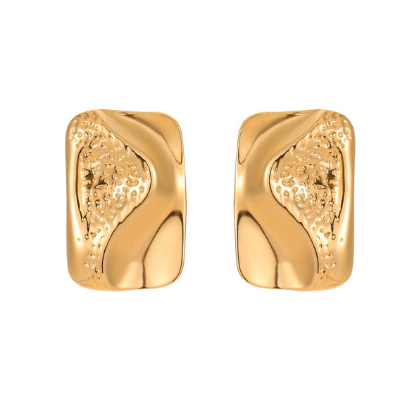 Wholesale Women's Stainless Steel French Retro Geometric Square Line Design 18K Gold Plated Earrings
