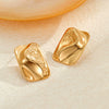 Wholesale Women's Stainless Steel French Retro Geometric Square Line Design 18K Gold Plated Earrings