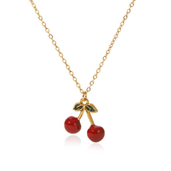 Wholesale Women's Stainless Steel Fruit Pendant Necklace With Pvd Vacuum Plating And Dripping Oil Craft