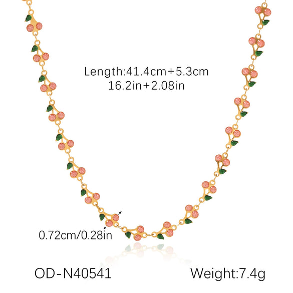 Wholesale Women's Stainless Steel Fruit Pendant Necklace With Pvd Vacuum Plating And Dripping Oil Craft