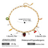 Wholesale Women's Stainless Steel Fruit Shaped Necklace Bracelet And Cherry Earrings With Electroplating