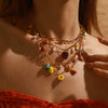 Wholesale Women's Stainless Steel Fruit Shaped Necklace Bracelet And Cherry Earrings With Electroplating