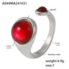 Wholesale Women's Stainless Steel Garnet Open End Ring With Geometric Design Pvd Gold Plated For Light Luxury Jewelry