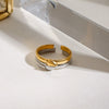 Wholesale Women's Stainless Steel Geometric Adjustable Opening Ring With Gold And Silver Color Matching And Electroplating Design