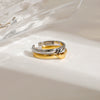 Wholesale Women's Stainless Steel Geometric Adjustable Opening Ring With Gold And Silver Color Matching And Electroplating Design