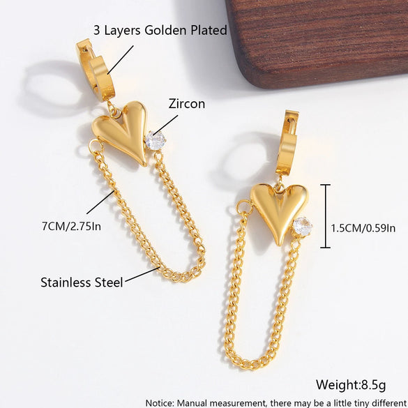 Wholesale Women's Stainless Steel Geometric And Heart Shape Electroplated Earrings