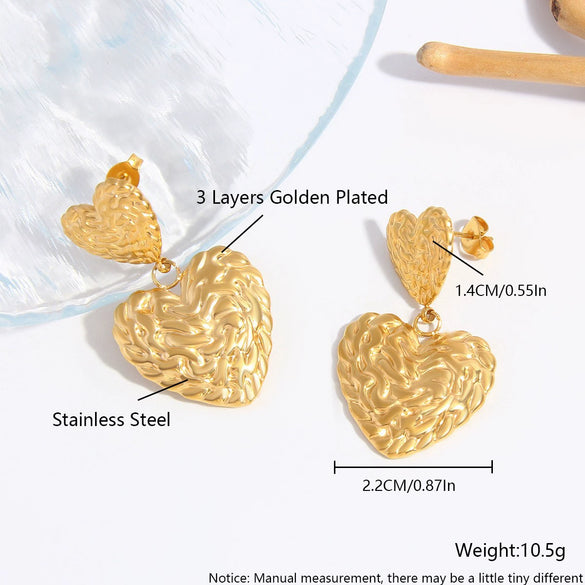 Wholesale Women's Stainless Steel Geometric And Heart Shape Electroplated Earrings
