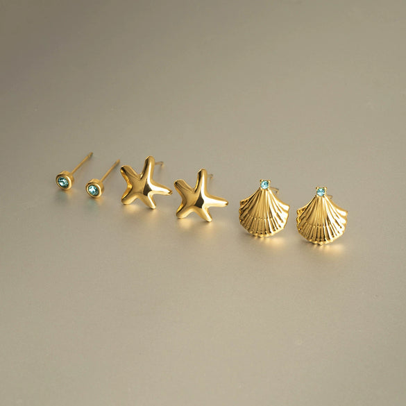 Wholesale Women's Stainless Steel Geometric Animal Original Design Electroplated Ocean Style Starfish Earrings
