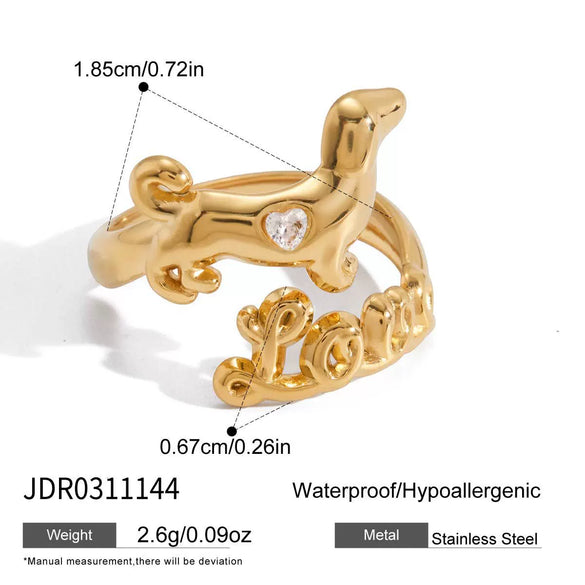 Wholesale Women's Stainless Steel Geometric Animal Ring With Vacuum Real Gold Plating In Pvd Furnace